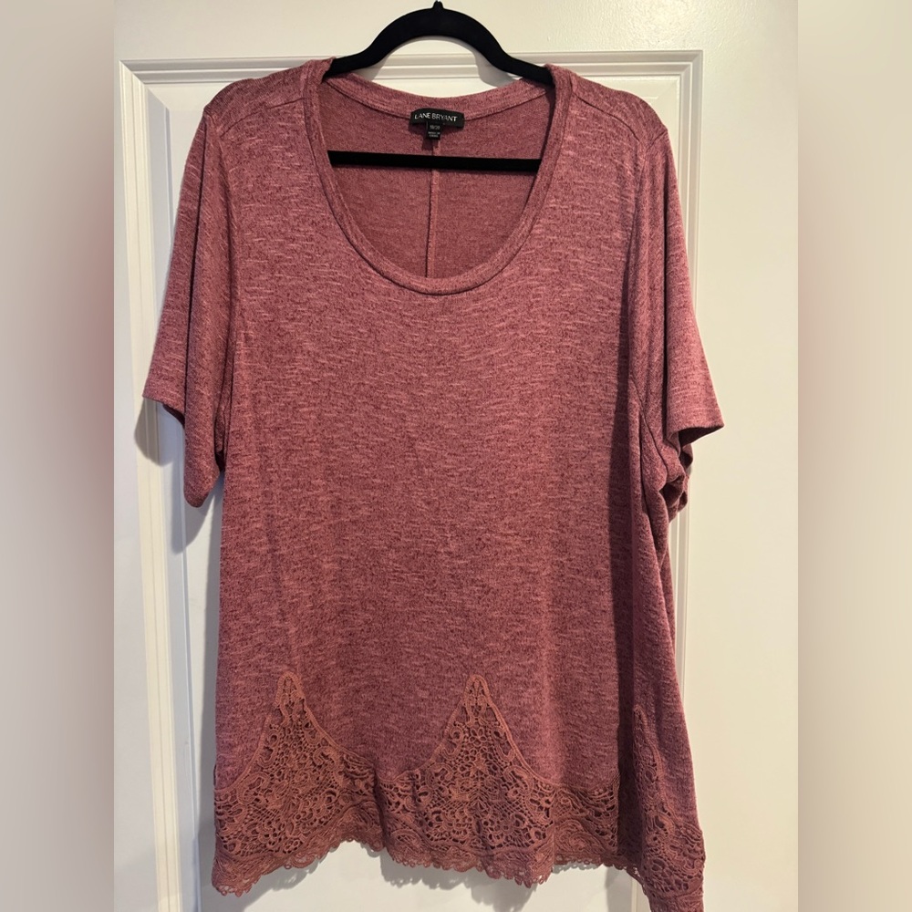 Lane Bryant Short Sleeve Top in Dusty Rose